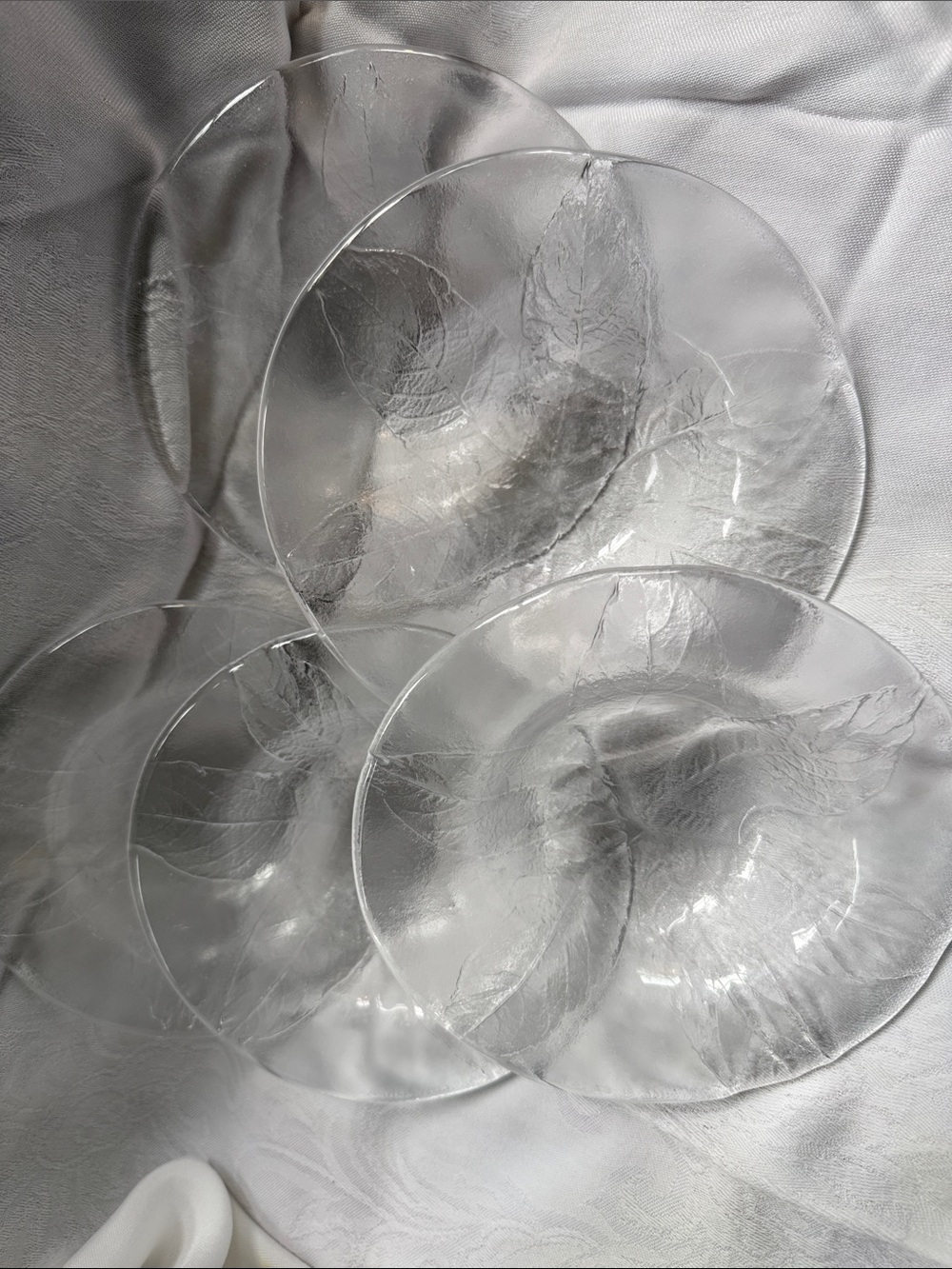 Kosta Boda Textured Clear Dessert Plates for Elegant Tables set of 5